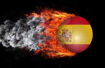 Concept of speed - Flag with a trail of fire and smoke - Spain