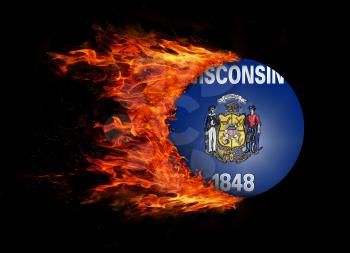 Concept of speed - US state flag with a trail of fire - Wisconsin