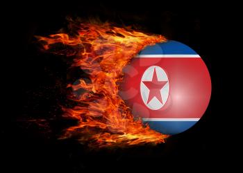 Concept of speed - Flag with a trail of fire - North Korea
