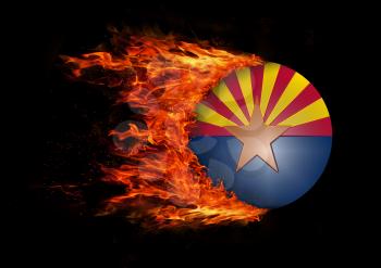 Concept of speed - US state flag with a trail of fire - Arizona