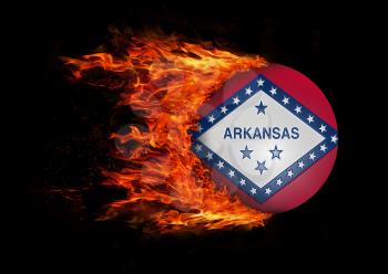 Concept of speed - US state flag with a trail of fire - Arkansas