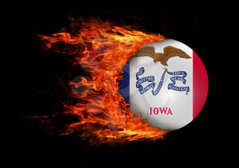 Concept of speed - US state flag with a trail of fire - Iowa