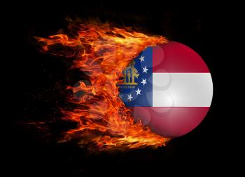 Concept of speed - US state flag with a trail of fire - Georgia