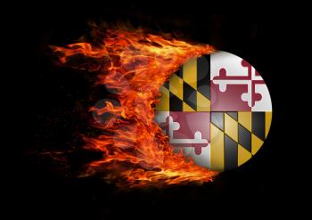 Concept of speed - US state flag with a trail of fire - Maryland