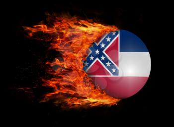 Concept of speed - US state flag with a trail of fire - Mississippi