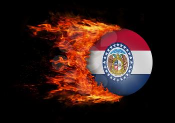 Concept of speed - US state flag with a trail of fire - Missouri