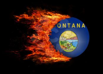 Concept of speed - US state flag with a trail of fire - Montana
