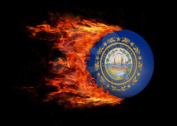 Concept of speed - US state flag with a trail of fire - New Hampshire
