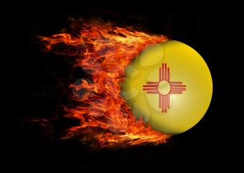 Concept of speed - US state flag with a trail of fire - New Mexico