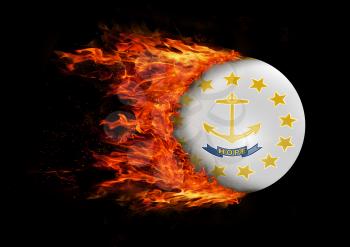 Concept of speed - US state flag with a trail of fire - Rhode Island