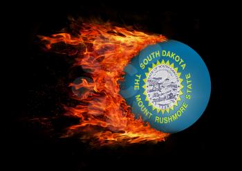 Concept of speed - US state flag with a trail of fire - South Dakota