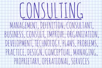 Consulting word cloud written on a piece of paper