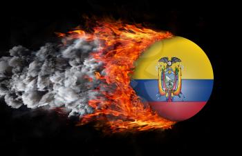 Concept of speed - Flag with a trail of fire and smoke - Ecuador