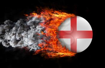 Concept of speed - Flag with a trail of fire and smoke - England