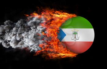 Concept of speed - Flag with a trail of fire and smoke - Equatorial Guinea