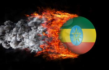 Concept of speed - Flag with a trail of fire and smoke - Ethiopia