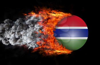 Concept of speed - Flag with a trail of fire and smoke - Gambia