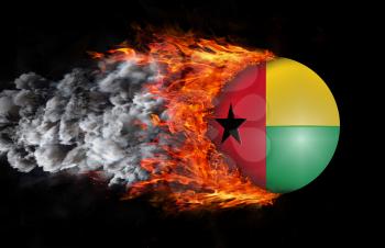 Concept of speed - Flag with a trail of fire and smoke - Guinea Bissau