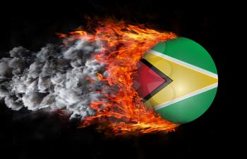 Concept of speed - Flag with a trail of fire and smoke - Guyana