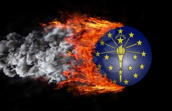 Concept of speed - Flag with a trail of fire and smoke - Indiana
