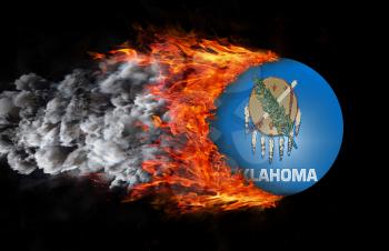 Concept of speed - Flag with a trail of fire and smoke - Oklahoma