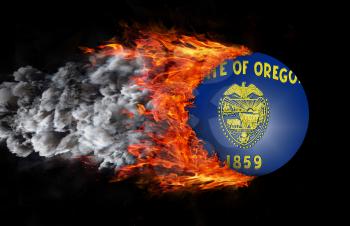 Concept of speed - Flag with a trail of fire and smoke - Oregon