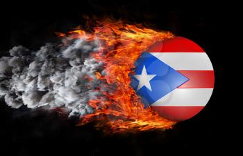 Concept of speed - Flag with a trail of fire and smoke - Puerto Rico