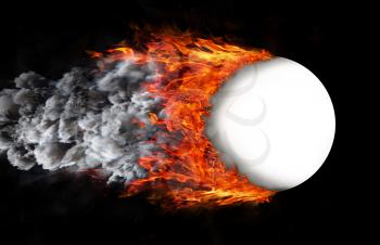 Concept of speed - Ball with a trail of fire and smoke - white