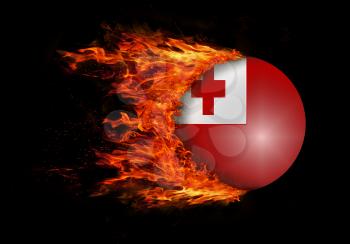 Concept of speed - Flag with a trail of fire - Tonga