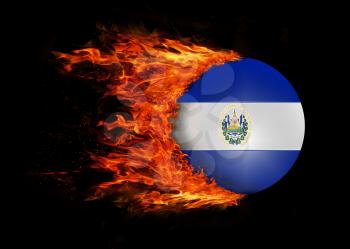 Concept of speed - Flag with a trail of fire - El Salvador