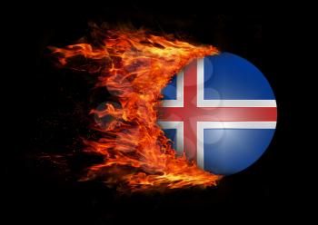 Concept of speed - Flag with a trail of fire - Iceland