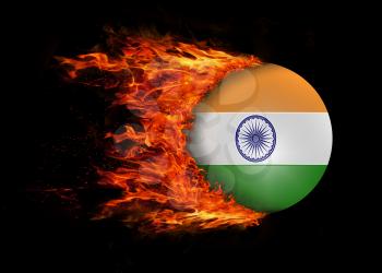 Concept of speed - Flag with a trail of fire - India