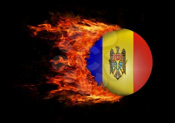 Concept of speed - Flag with a trail of fire - Moldova