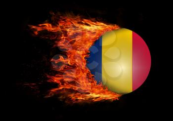 Concept of speed - Flag with a trail of fire - Romania