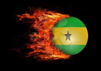 Concept of speed - Flag with a trail of fire - Sao Tome and  Principe