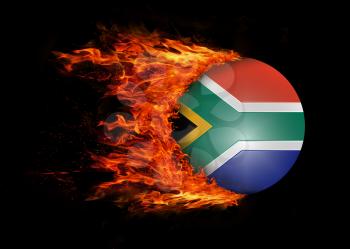 Concept of speed - Flag with a trail of fire - South Africa