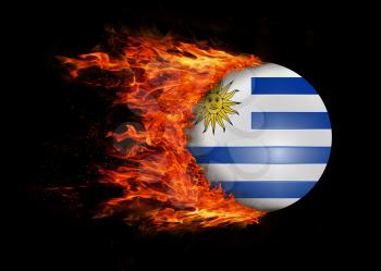 Concept of speed - Flag with a trail of fire - Uruguay