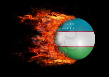 Concept of speed - Flag with a trail of fire - Uzbekistan