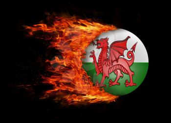 Concept of speed - Flag with a trail of fire - Wales