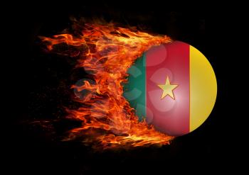Concept of speed - Flag with a trail of fire - Cameroon