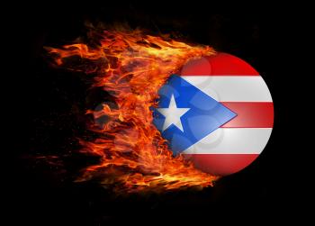Concept of speed - Flag with a trail of fire - Puerto Rico