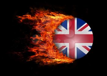 Concept of speed - Flag with a trail of fire - United Kingdom