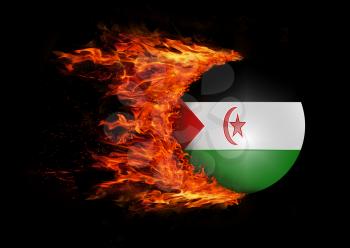 Concept of speed - Flag with a trail of fire - Western Sahara