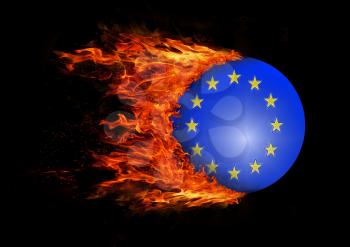 Concept of speed - Flag with a trail of fire - European Union