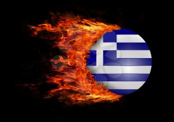 Concept of speed - Flag with a trail of fire - Greece