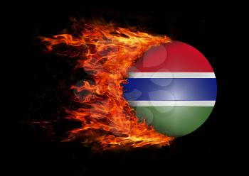 Concept of speed - Flag with a trail of fire - Gambia
