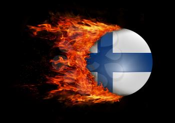 Concept of speed - Flag with a trail of fire - Finland