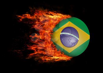 Concept of speed - Flag with a trail of fire - Brazil