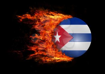 Concept of speed - Flag with a trail of fire - Cuba