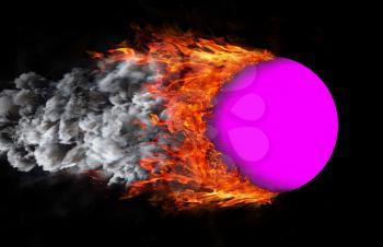 Concept of speed - Ball with a trail of fire and smoke - purple